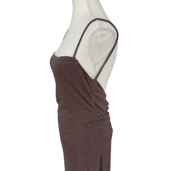 Reformation Breslin Metallic Knit Midi Dress Latte Sparkle Medium - Picture 3 of 11